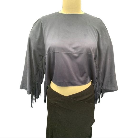 Zara Used Crop Blouse Warm & Cozy Fringe Blouse - Picture 1 of 2